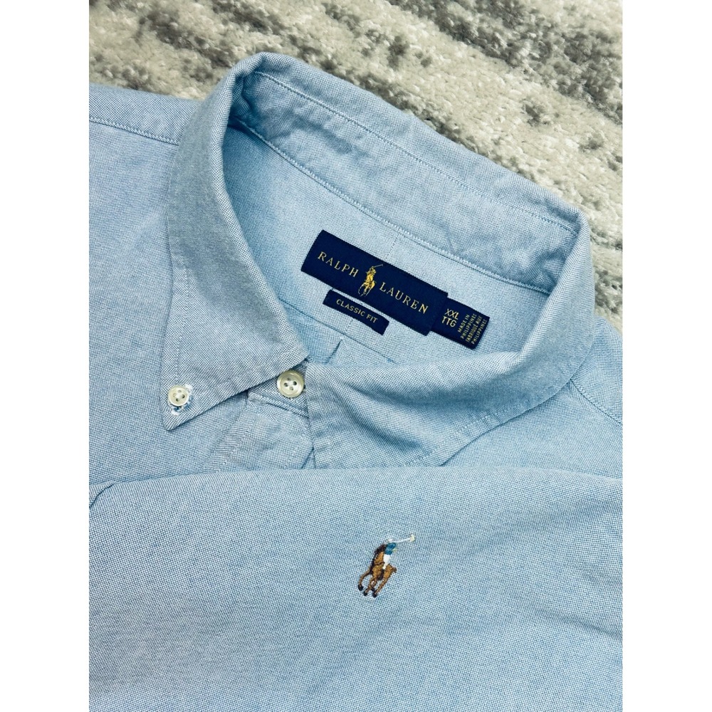 Ralph Lauren Button Down Mens XXL Blue Classic Oxford Long Sleeve Shirt Flesh